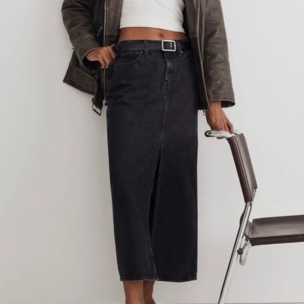 NWT Madewell Denim Mid-Rise Maxi Skirt in Lunar Wash